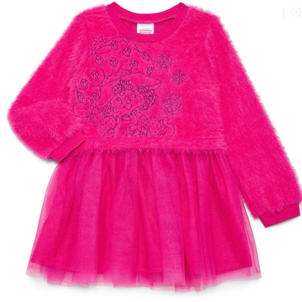 BRAND NEW Strawberry Shortcake Toddler Eyelash Knit Tutu Dress Long Sleeves 4T